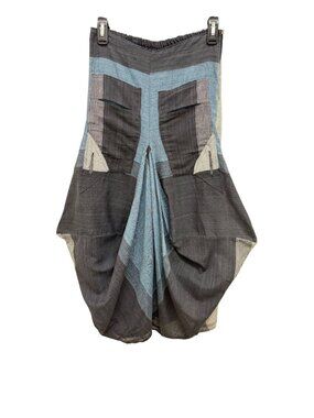 The Om Company Patchwork Medi Skirt w/Front Pockets Boho Artisan Style Small/Med